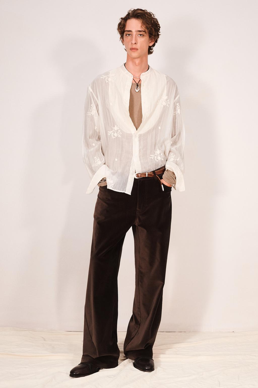 EMBROIDERED SEMI-SHEER SHIRT