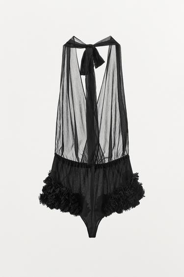 COMBINAISON BODY À FLEURS EN RELIEF ÉDITION LIMITÉE - Noir de Zara - Image 3