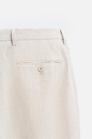 100% LINEN SUIT TROUSERS - Light beige by Zara - Image 7
