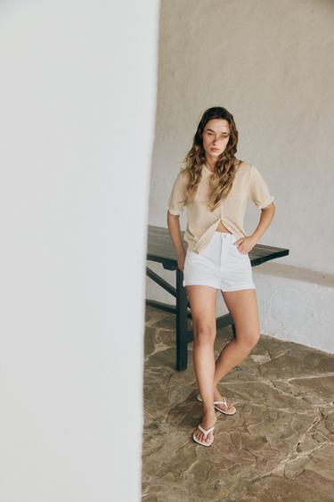 SHORT SLEEVE LACE KNIT CARDIGAN - Sand by Zara