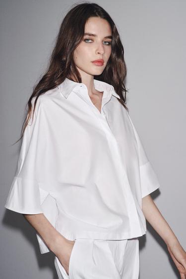 Zara ZW COLLECTION POPLIN SHIRT - White