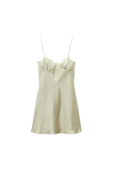 VESTIDO SATINADO TIRANTES JOYA