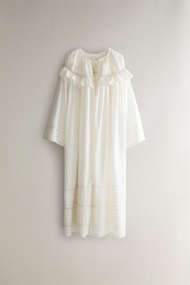Zara COTTON LACE ROBE - Ivory - Image 0