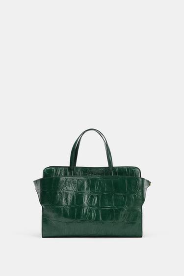 BOLSO CITY PIEL EFECTO RELIEVE - Verde de Zara