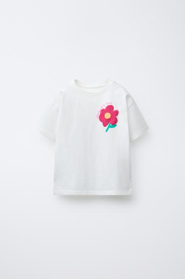 T-SHIRT MIT RELIEFDRUCK - Bunt von Zara