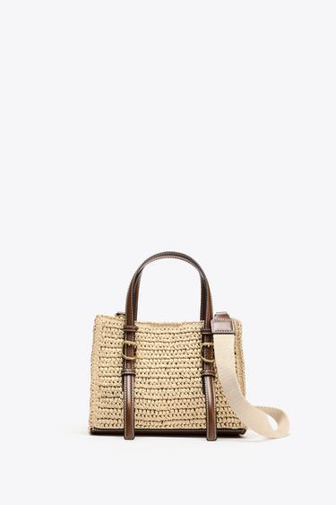MINI BORSA SHOPPER CON TOP INTRECCIATO - Beige chiaro di Zara