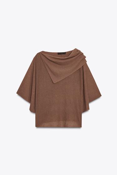 TOP CAPA PUNTO LISO - Chocolate de Zara