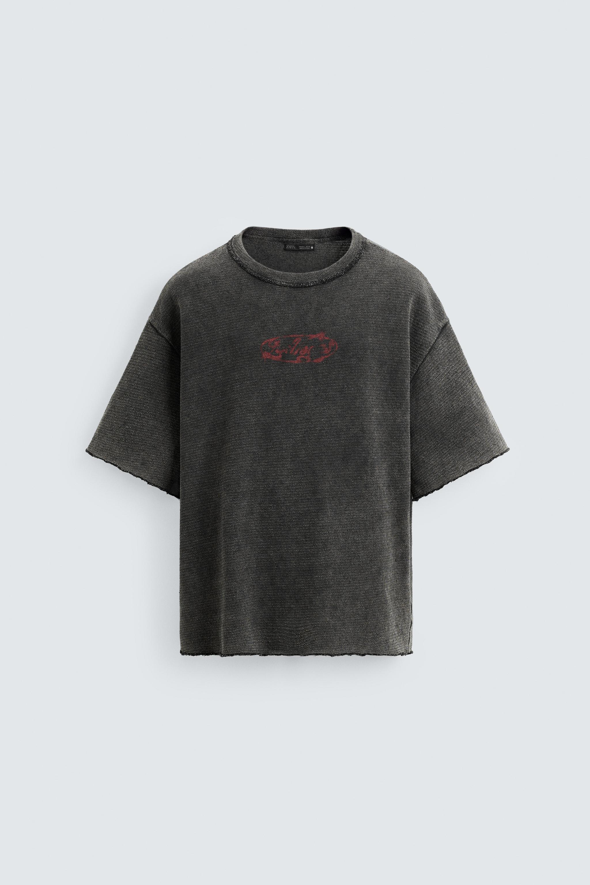★ZARA★ WASHED TEXTURED KNIT T-SHIRT WASHED PRINT KNIT T-SHIRT - Green | ZARA United States