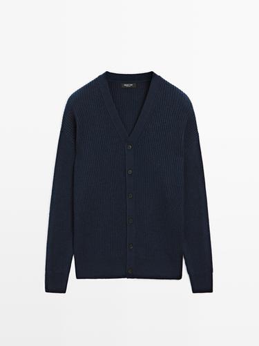 Zara Wool blend V-neck cardigan - Navy blue