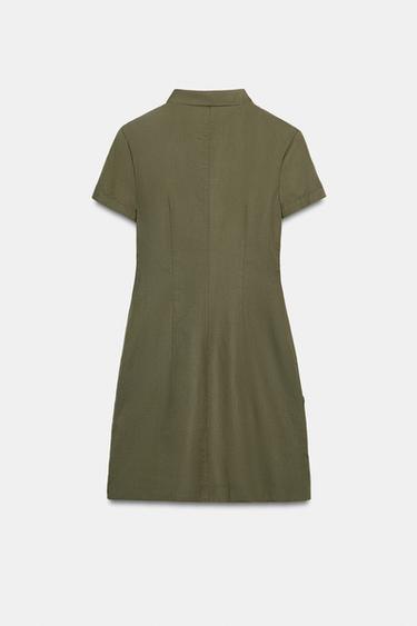 TRENCH COAT DRESS WITH POCKETS - Dark khaki by Zara - Image 6