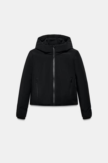 ВОДООТТАЛКИВАЮЩИЙ ВЕТРОЗАЩИТНЫЙ АНОРАК С КАПЮШОНОМ — ЧЕРНЫЙ от Zara