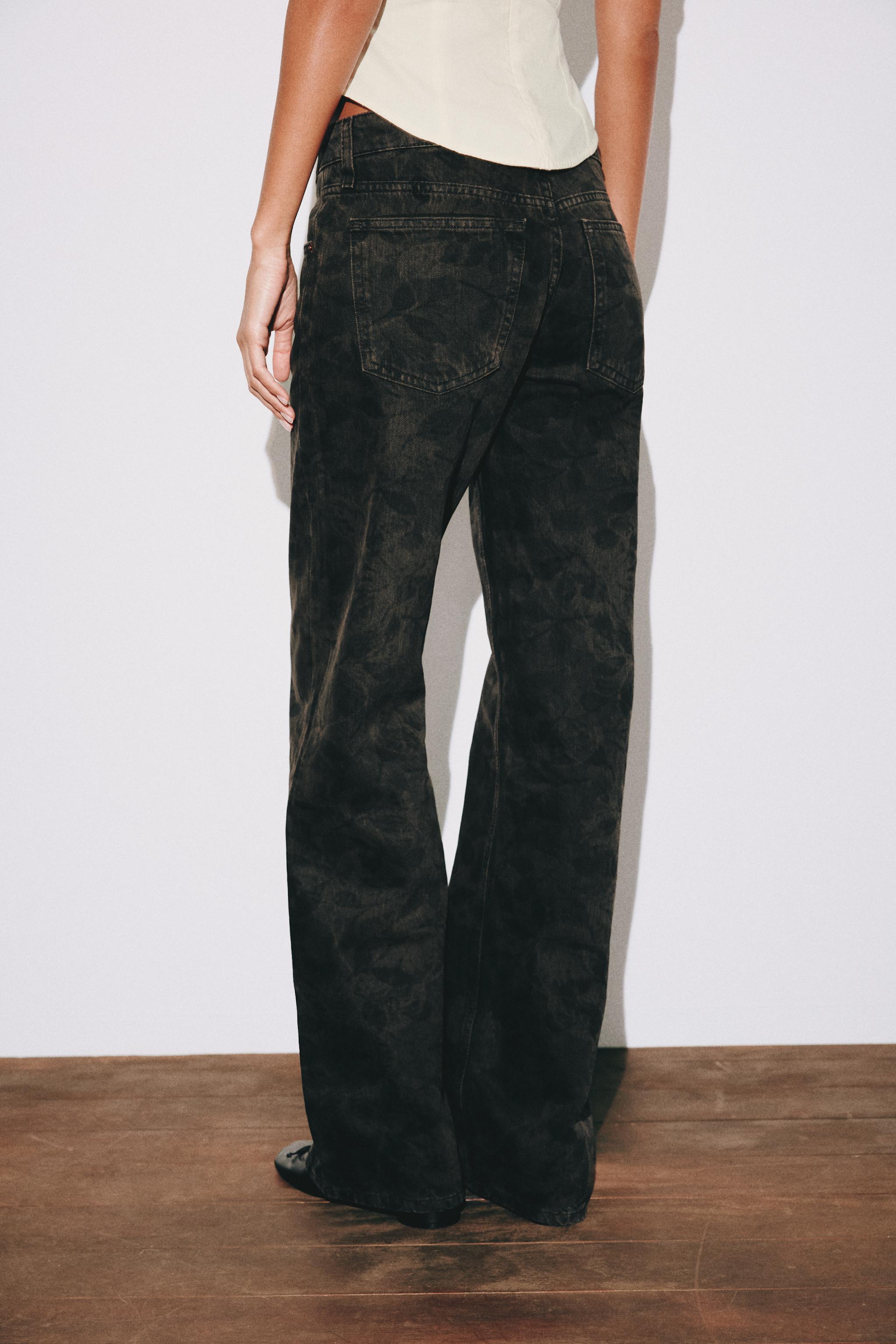 TRF PRINTED LOW-RISE WIDE LEG FIT JEANS