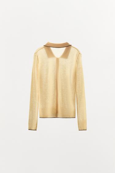 GILET POLO LAINE 100 % - Jaune de Zara - Image 3
