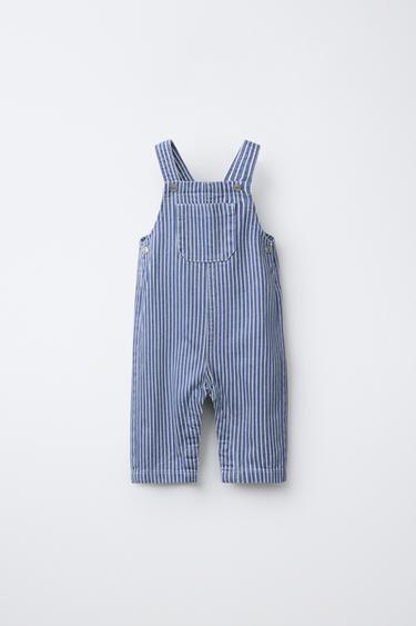 TWILL DUNGAREES WITH STRIPES - Blue/White by Zara