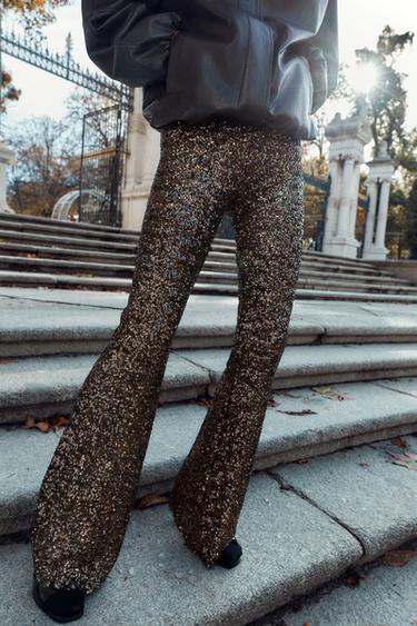 SEQUIN FLARE LEGGINGS - Copper by Zara