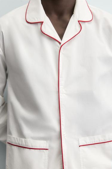 PYJAMA SET WITH CONTRAST PIPING - White by Zara - Image 7