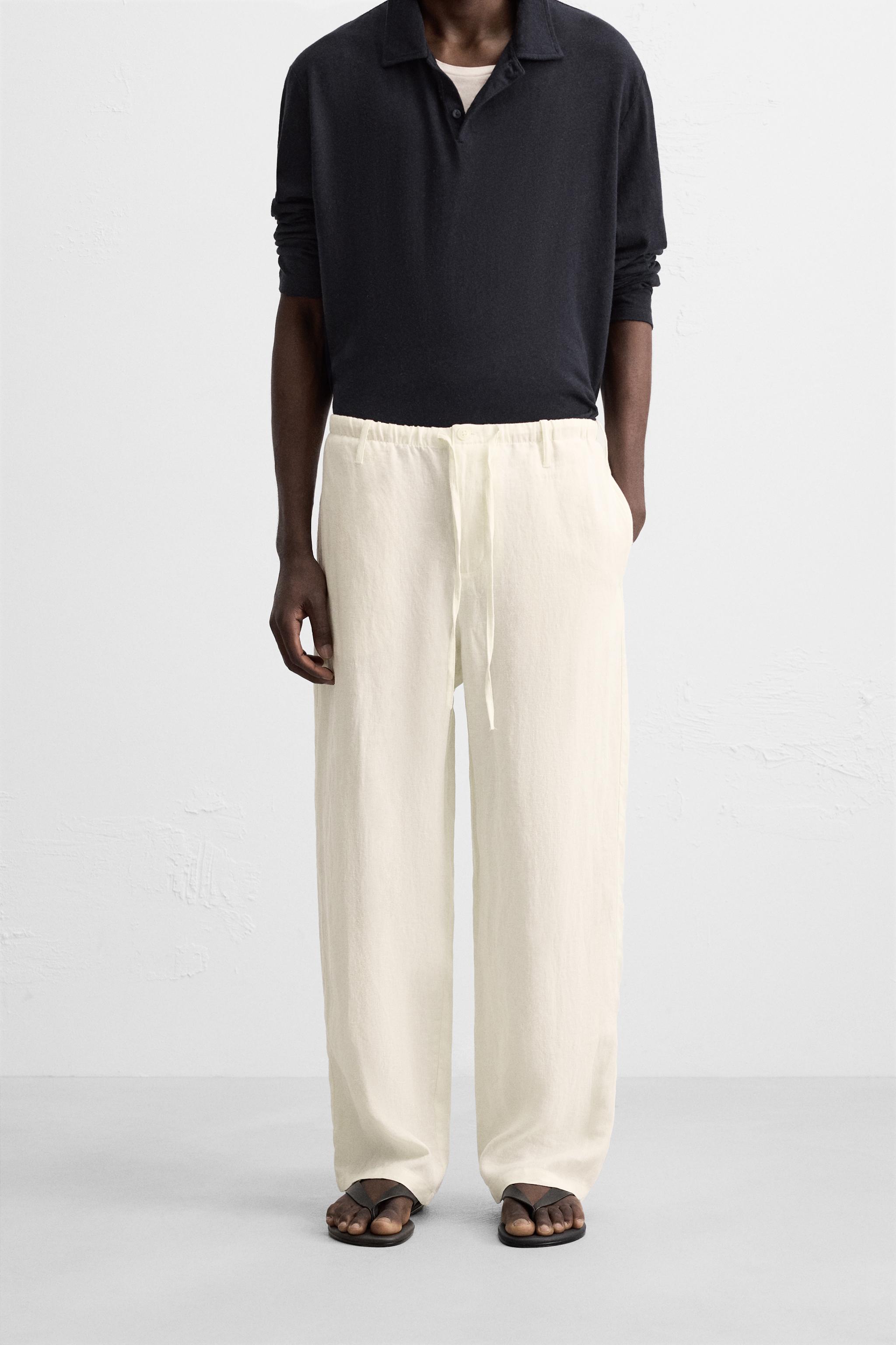 パンツ Tagliatore P-Adima Pants In Cream Linen Linen relaxed fit trousers man | AD Europa