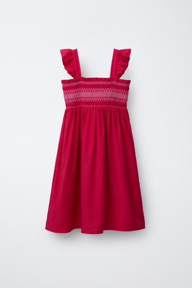 SMOCKED DRESS - Red by Zara - Image 0