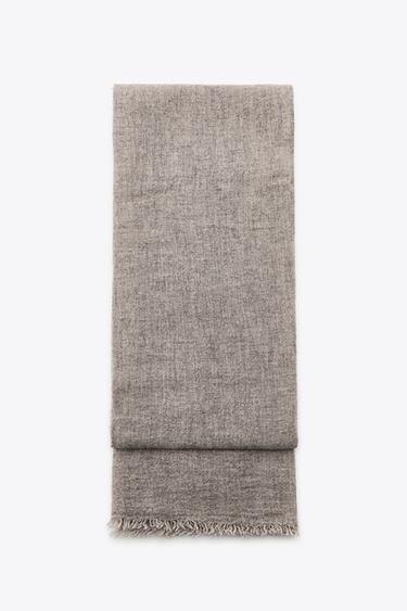 WOOLLEN SCARF WITH FRAYED EDGES - Brown / Taupe by Zara
