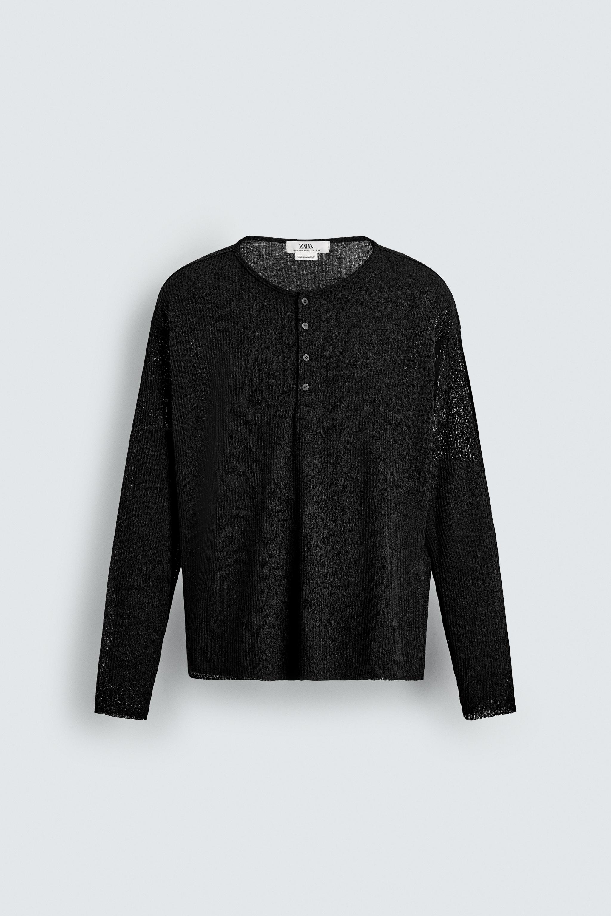 トップス kkk KNIT HENLEY SHIRT - Black | ZARA United States