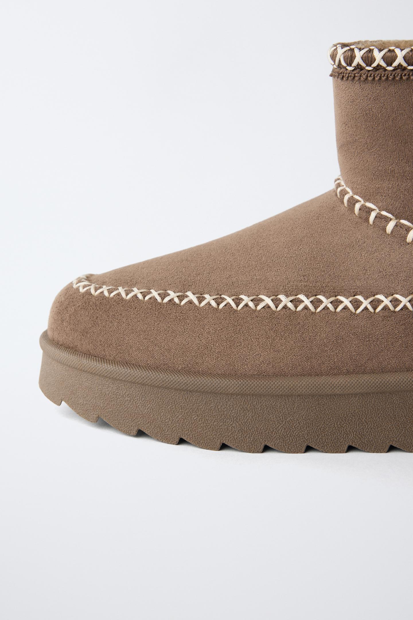 Детские ботинки Zara Faux Fur Ankle with Topstitching, цвет: Коричневый — фото 6