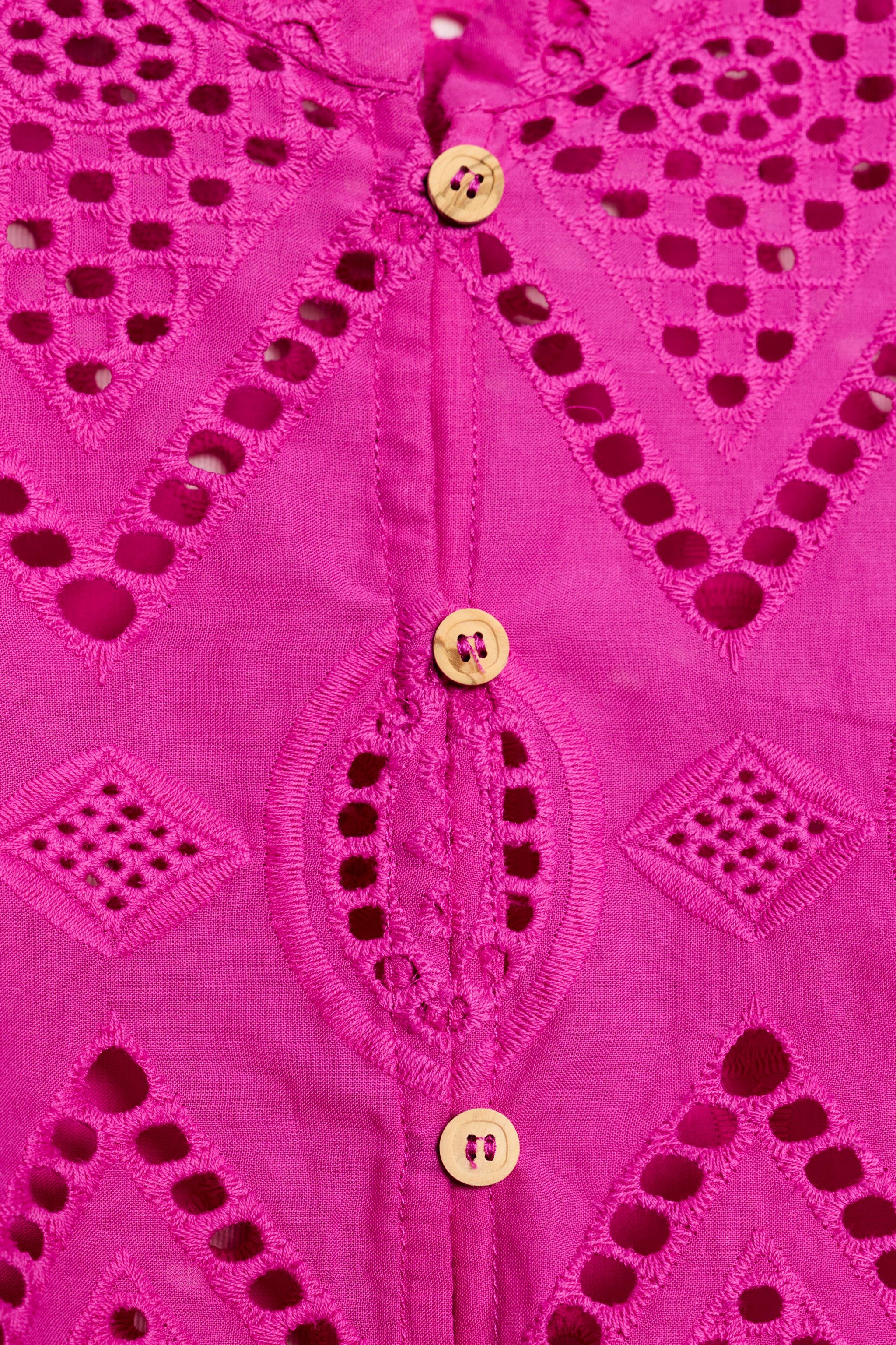 Женские рубашки Zara EMBROIDERED EYELET PEPLUM TOP — фото 7
