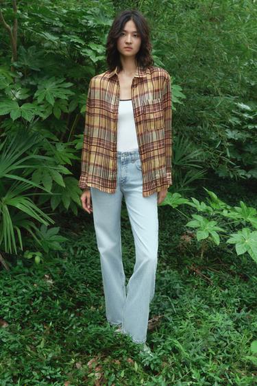 ZW COLLECTION RAMIE CHECK SHIRT - Yellow by Zara