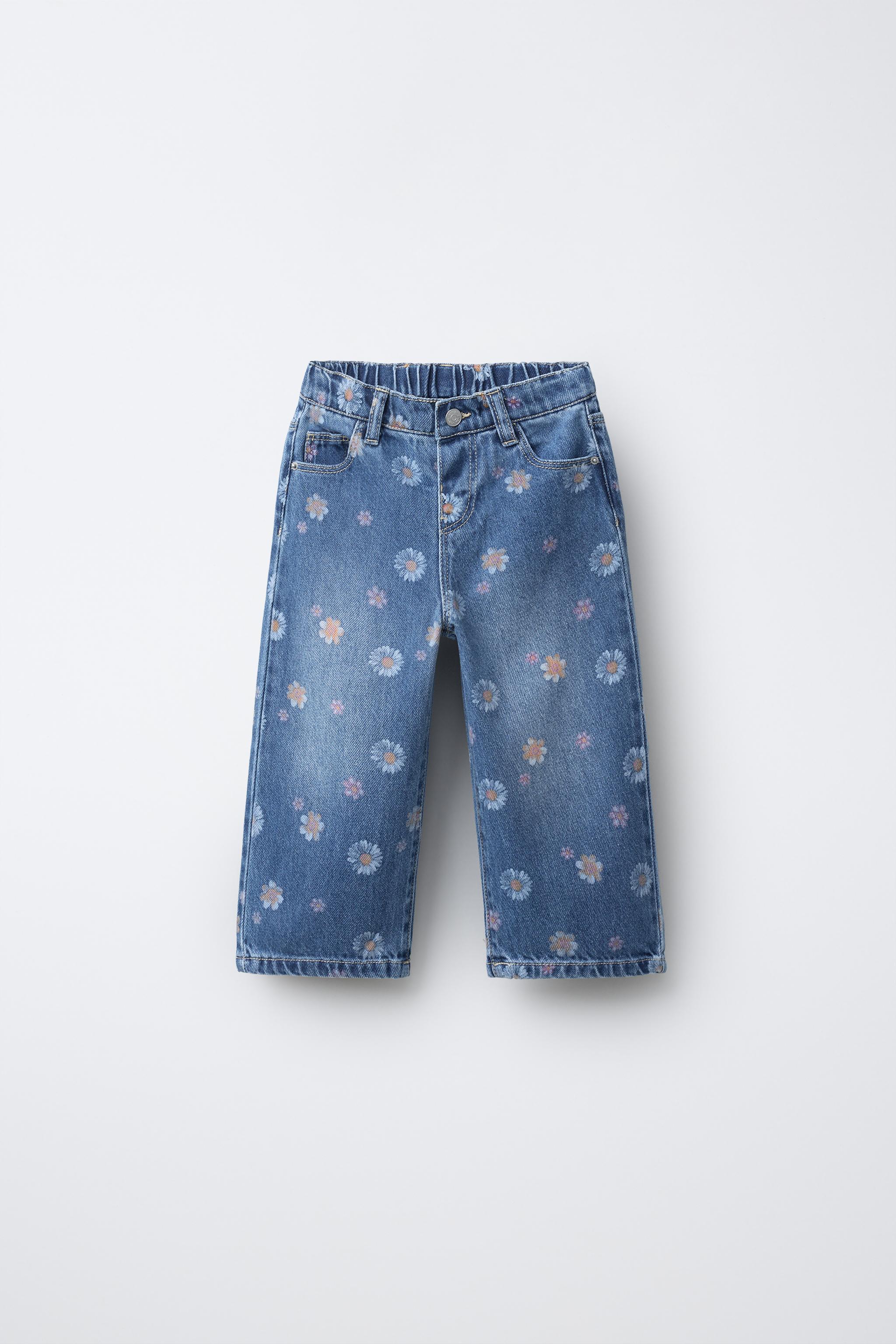 フラワー柄デニムキュロットパンツ - ブルー | ZARA Japan / 日本