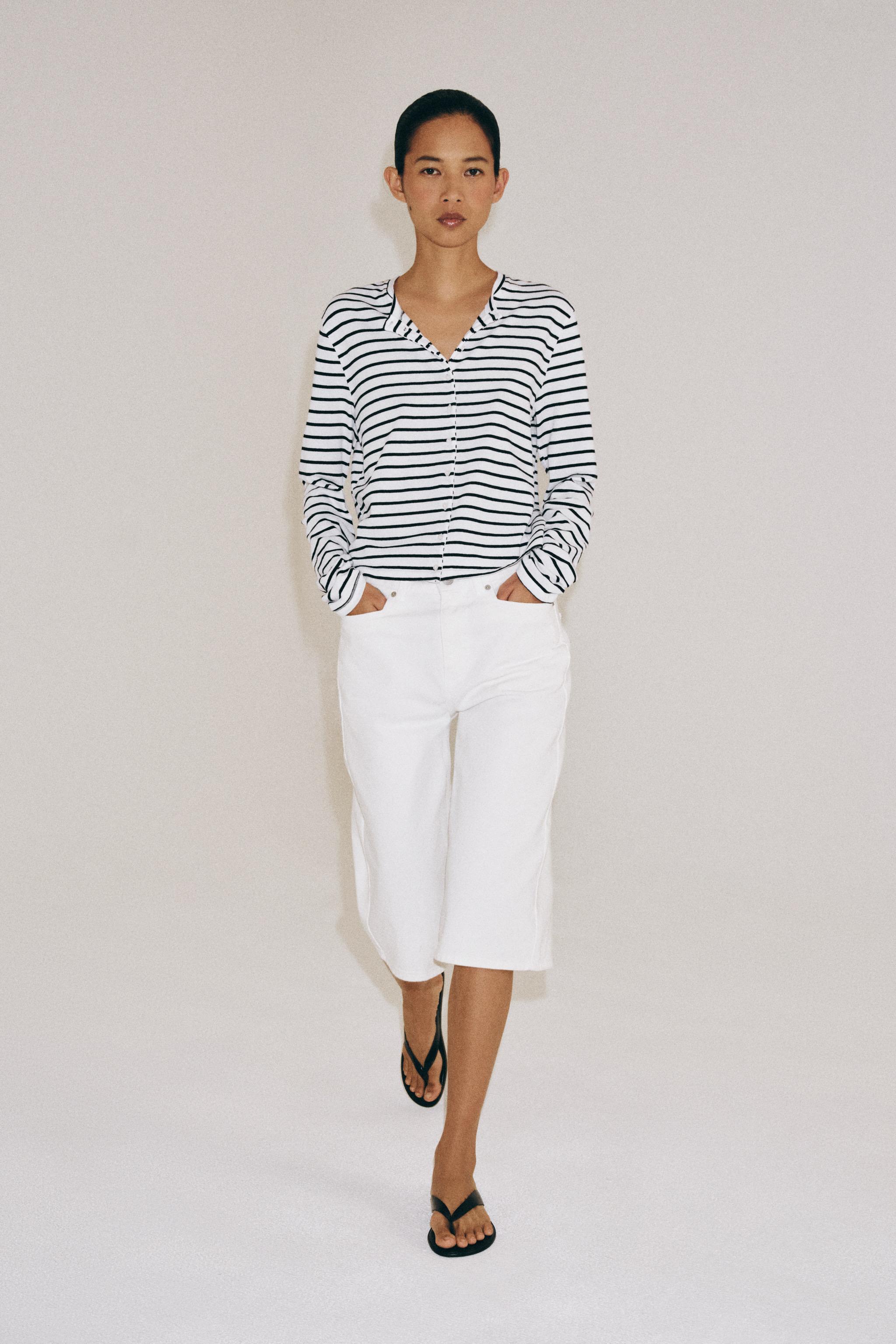 Женские футболки Zara 100% COTTON BUTTON T-SHIRT
