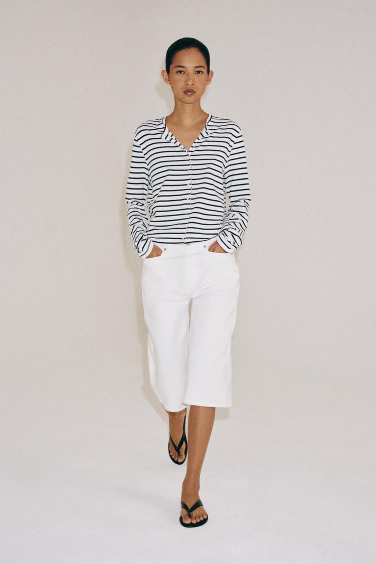 100% COTTON BUTTON-UP T-SHIRT