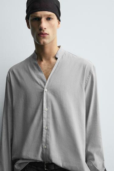 CHEMISE À RAYURES - Gris / Bleu de Zara - Image 4