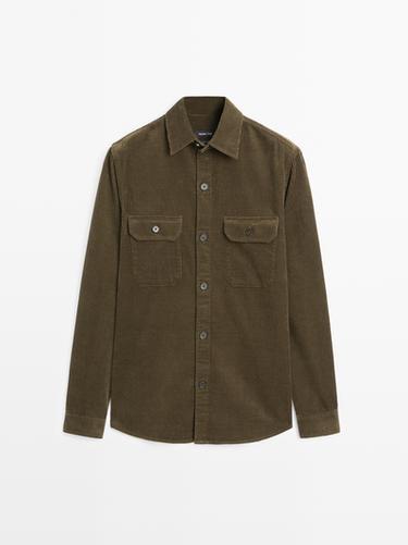 Zara Corduroy overshirt with pockets - Green