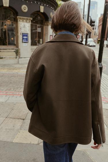 FAUX SUEDE BIKER JACKET - Khaki by Zara - Image 5