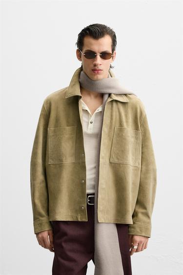 SOBRECAMISA PIEL ANTE - Beige de Zara