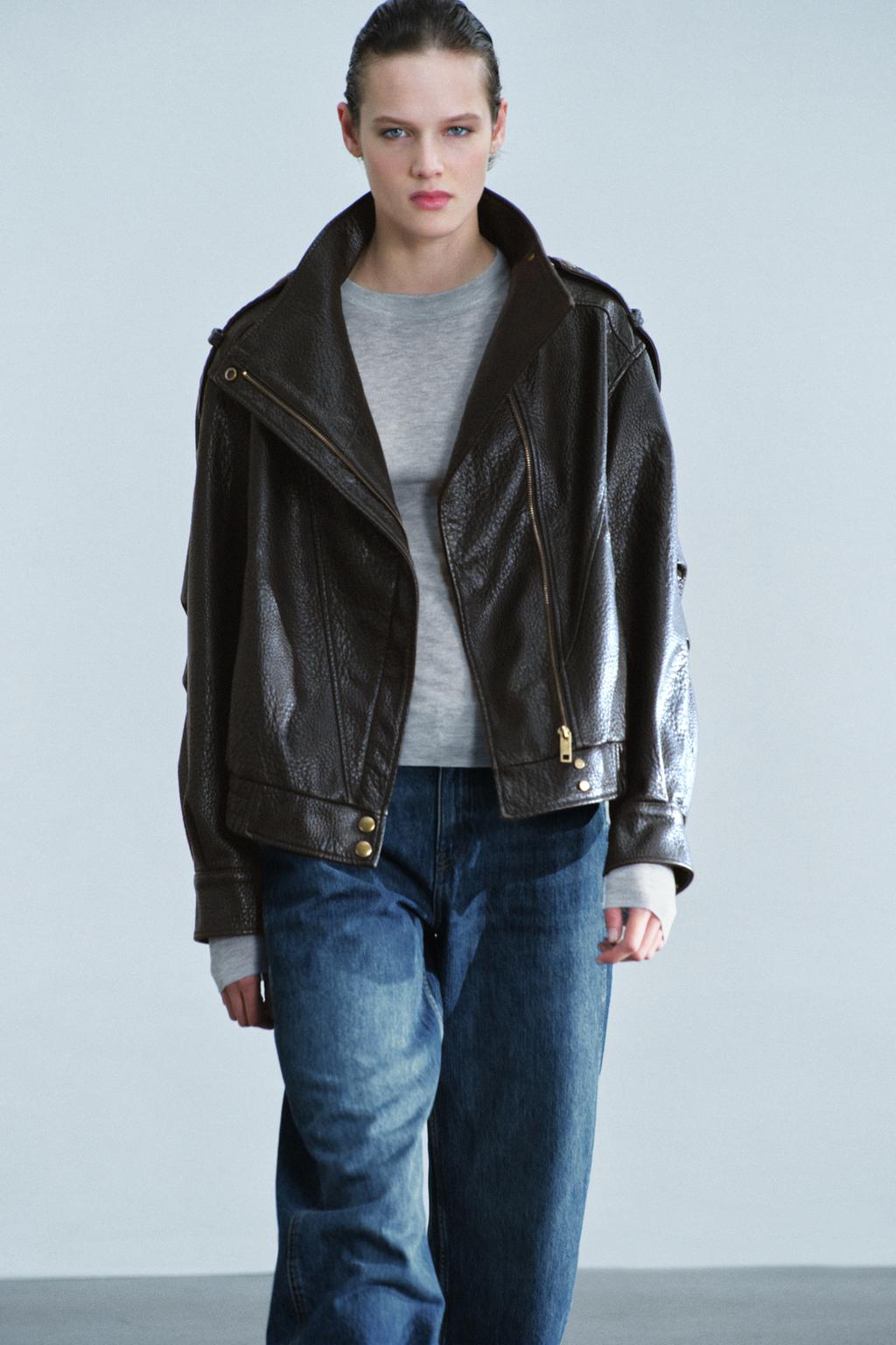 LEATHER-EFFECT BOMBER JACKET