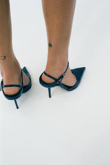 SLINGBACK HEELS WITH ANKLE STRAP - Bluish by Zara