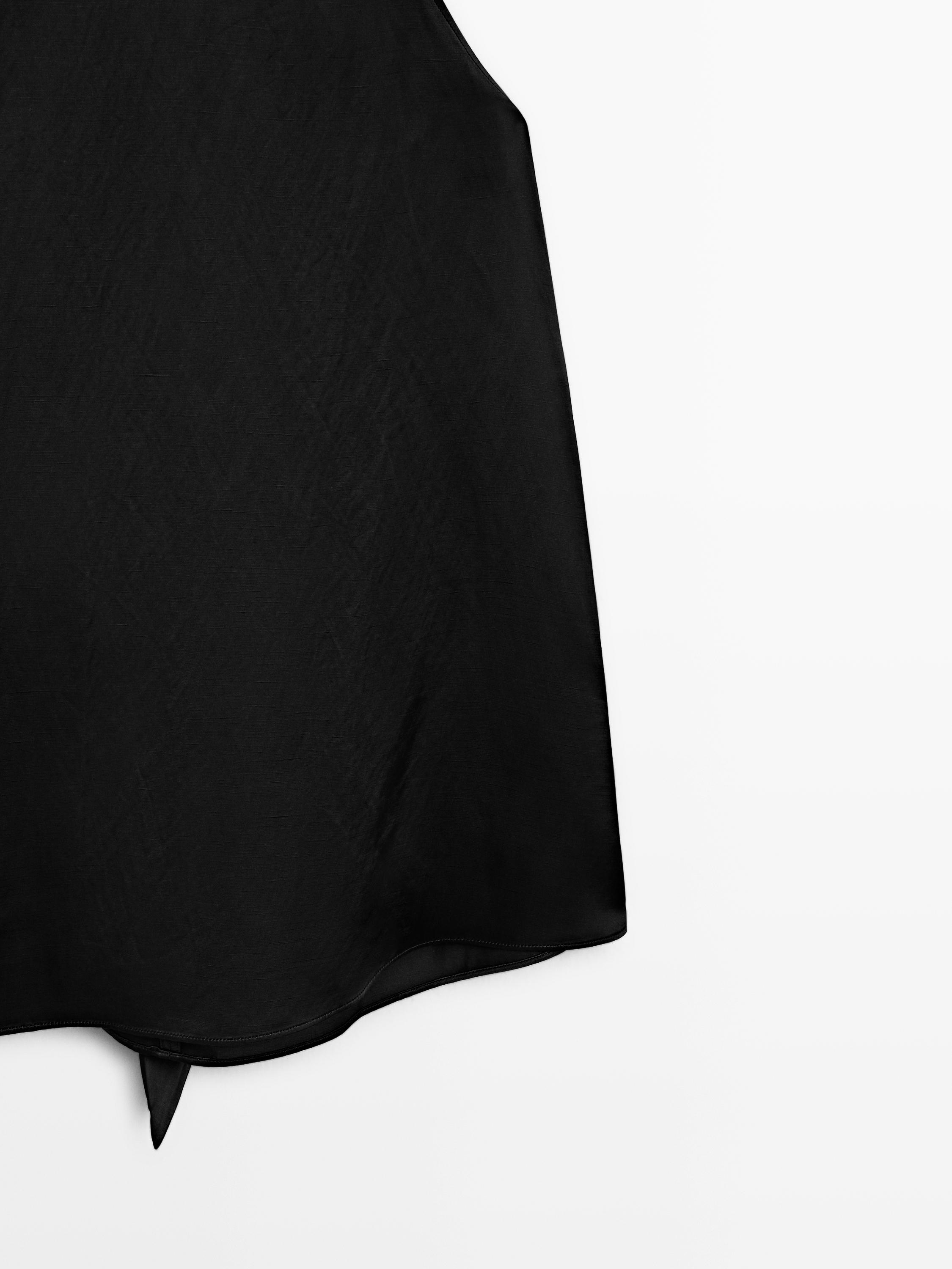 Satin halter top with tie detail