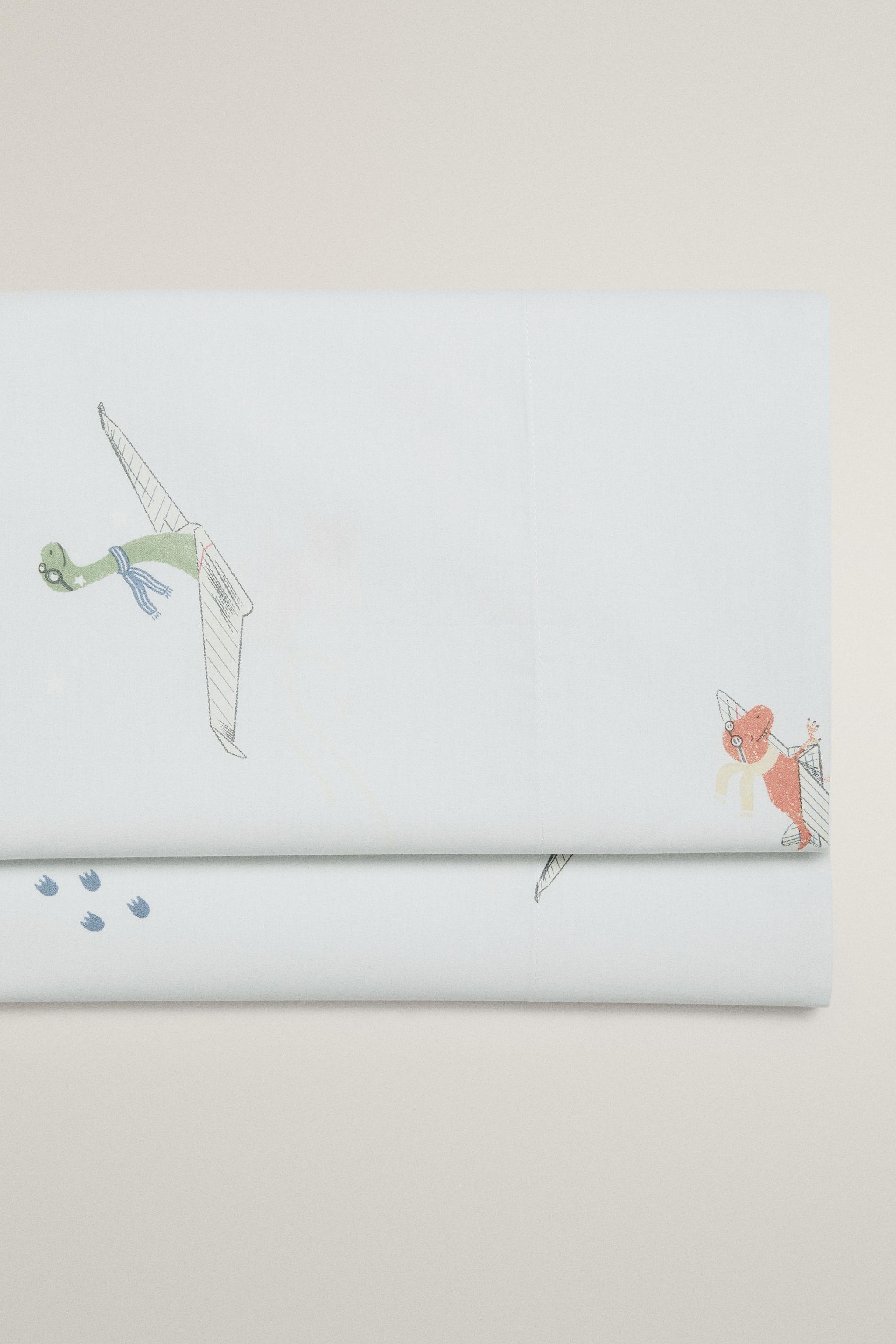 DINOSAUR KIDS' FLAT SHEET — Light blue