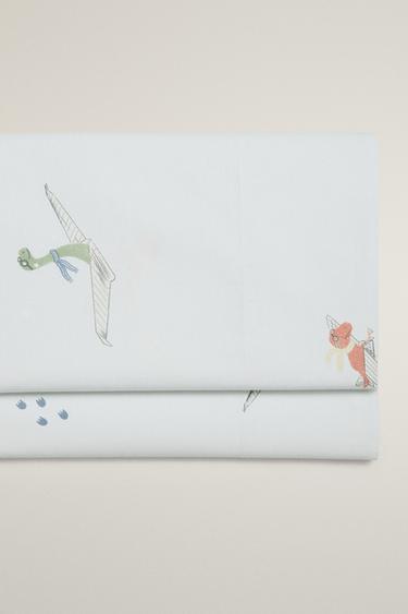 Zara DINOSAUR KIDS' FLAT SHEET - Light blue - Image 0