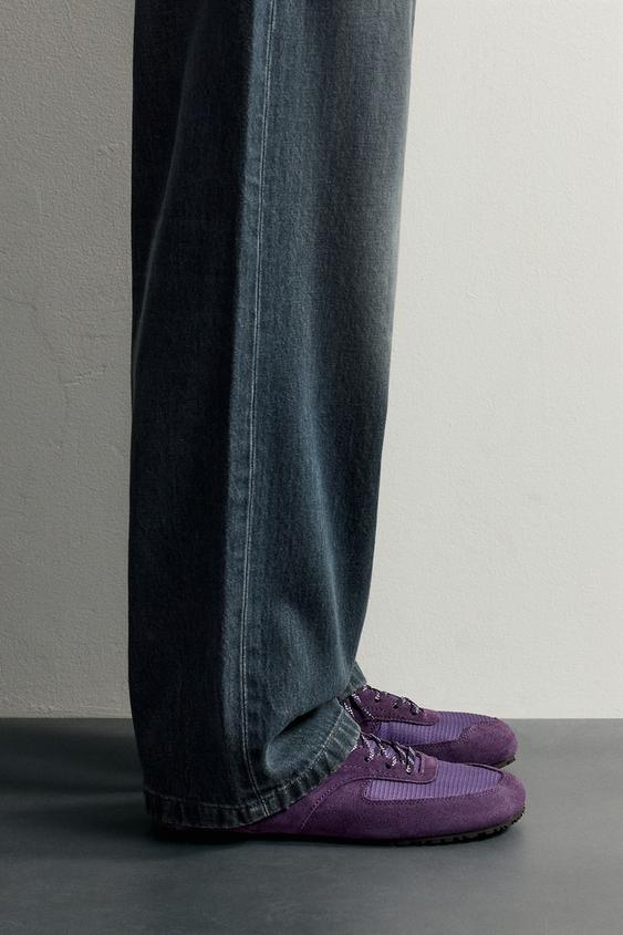 ZAPATILLA BAREFOOT DETALLES PIEL - Morado de Zara - Imagen 0