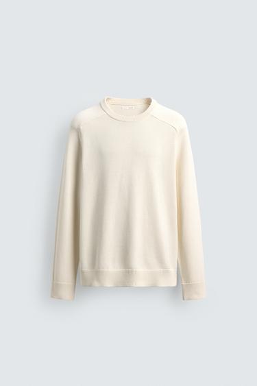 СВИТЕР ИЗ РЕЛЬЕФНОГО ХЛОПКА — ЖЕЛТОВАТО-БЕЛЫЙ от Zara