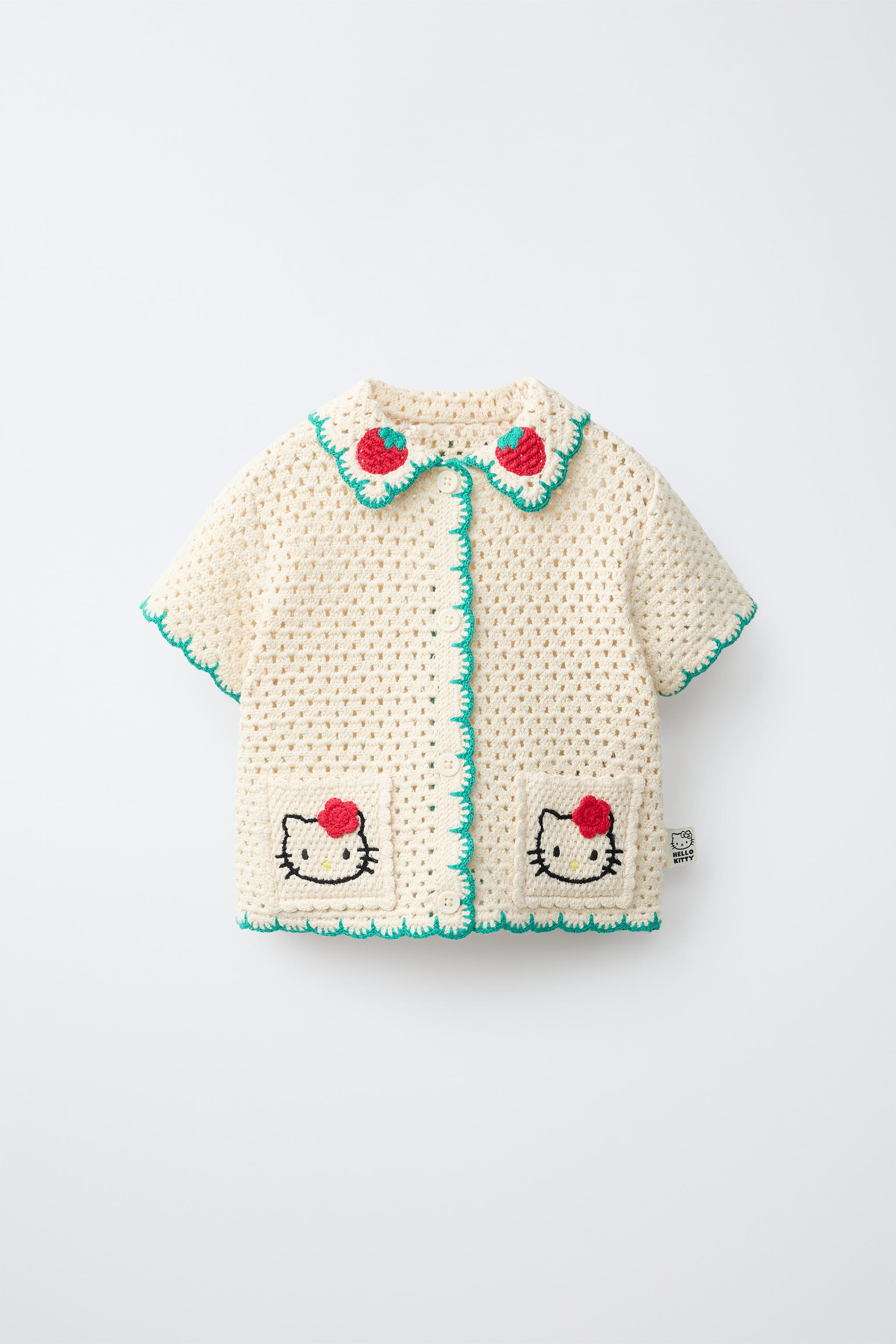 【yocco様】HYEON mini button knit ensemble HELLO KITTY © SANRIO KNIT SHIRT - Ecru / Green | ZARA Singapore