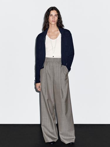 Pantalon à rayures tennis 100 % laine - Noir or de Zara - Image 0