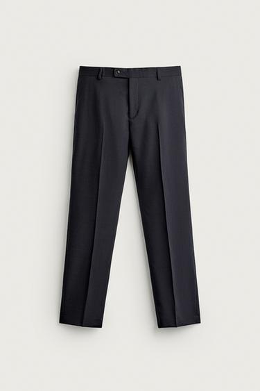 100% WOOL REGULAR FIT SUIT TROUSERS - Dark navy by Zara