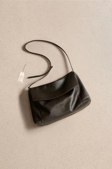 TAS SELEMPANG KULIT XL EDISI TERBATAS - Cokelat dari Zara