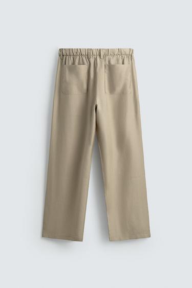 PANTALON FLUIDE À PLIS - Vert olive de Zara - Image 7