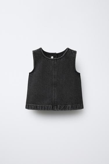 DENIM TOP - Black by Zara