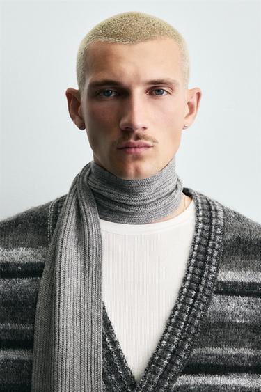 STRIPED JACQUARD CARDIGAN - Anthracite Grey by Zara - Image 4