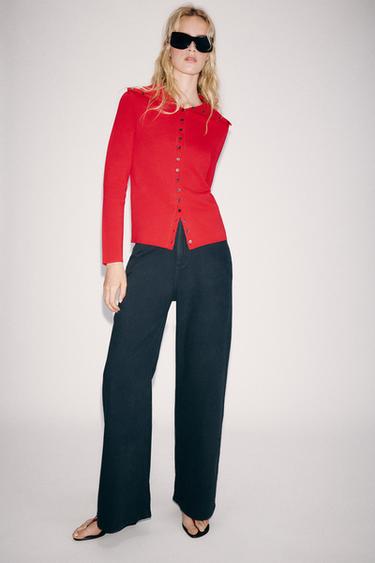CHAQUETA PUNTO BOTONES - Rojo de Zara