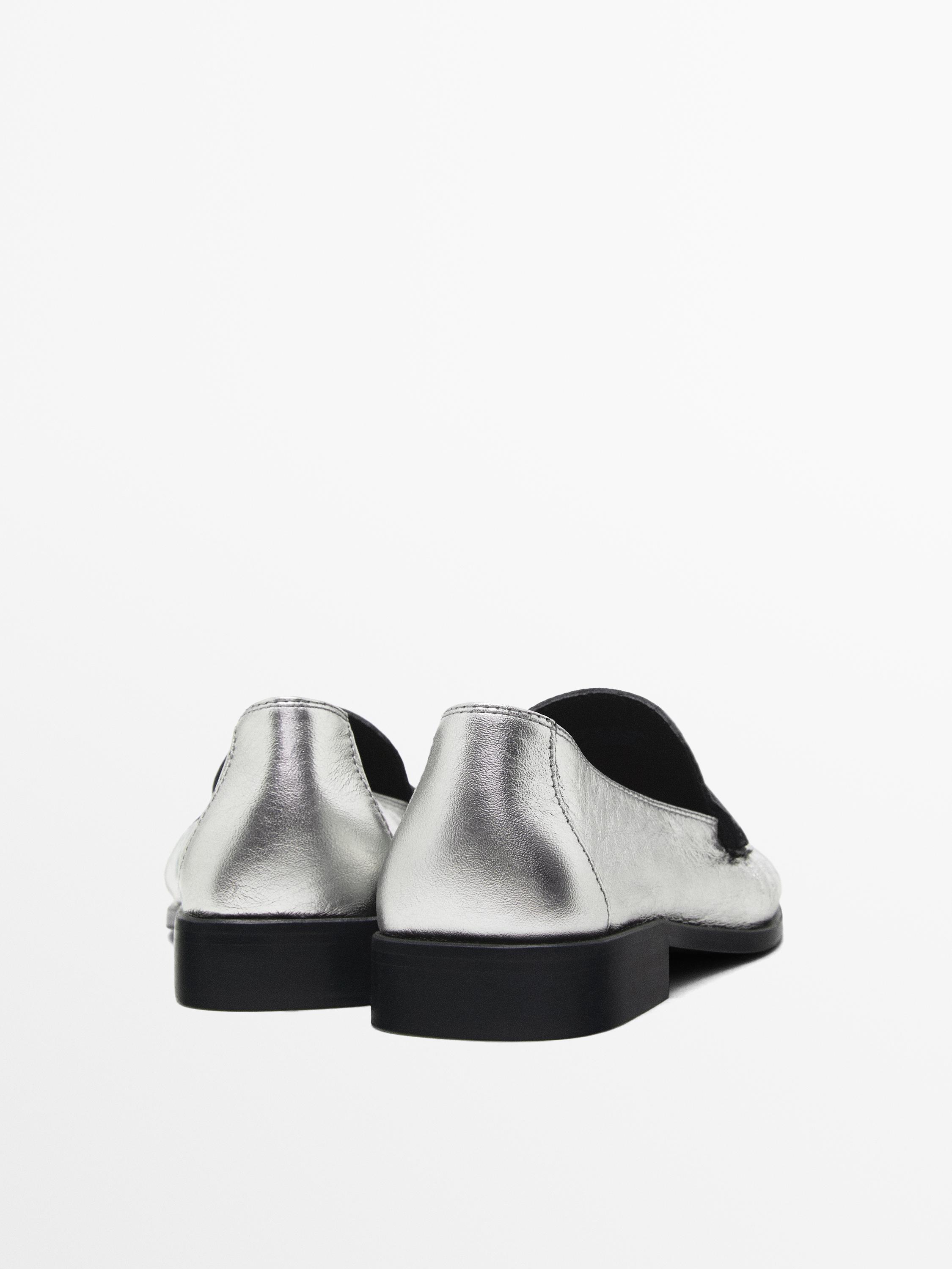 Soft loafers with gathered detail Silver ZARA Canada
